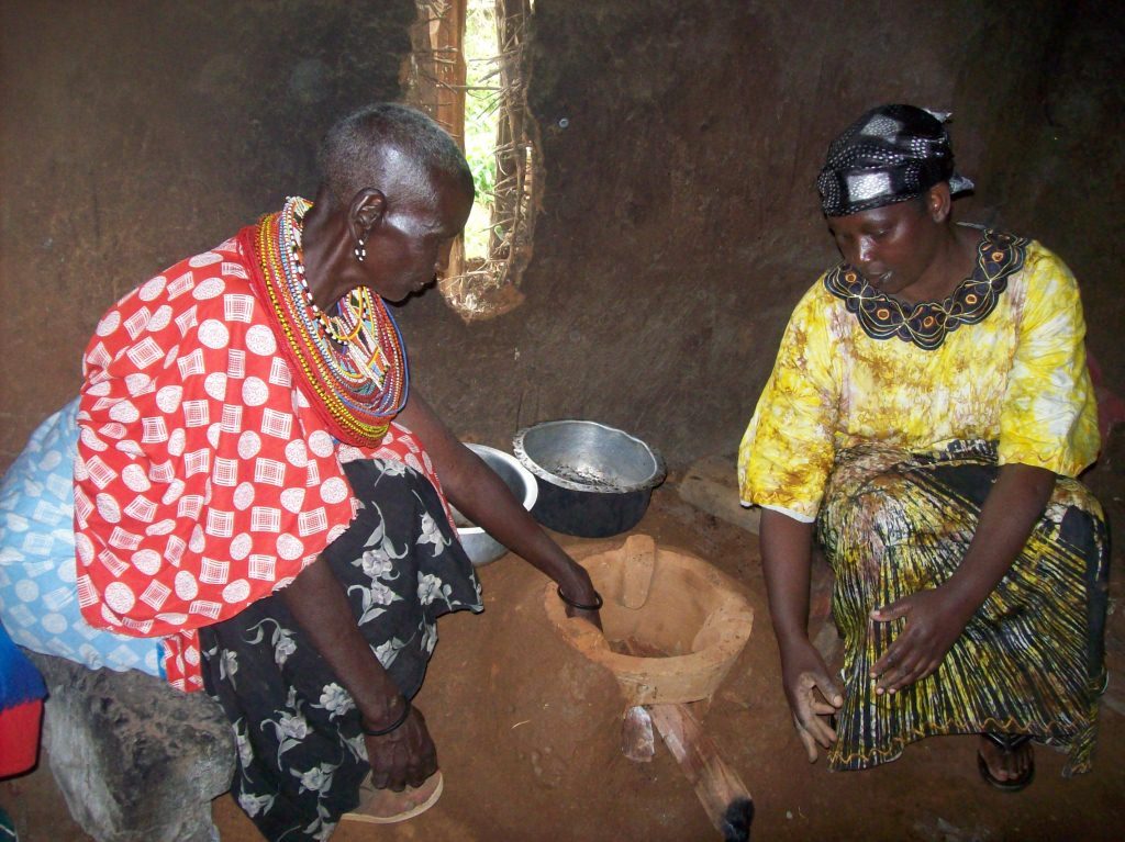 Samburu Elderely woman (Trainer of Trainers) successful implemntation of a Kuni Mbili cocker. Shabaa Manyatta in Maralal, Samburu West Constituency