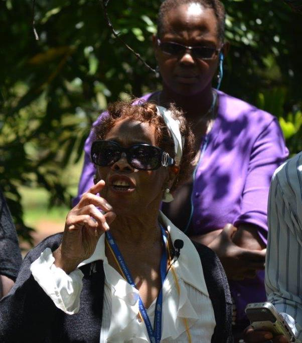 Prof. Mbaya (GBM Board Member and Honorary Treasury) giving remarks and history on the tree planted by the Late Prof.Wangari Maathai