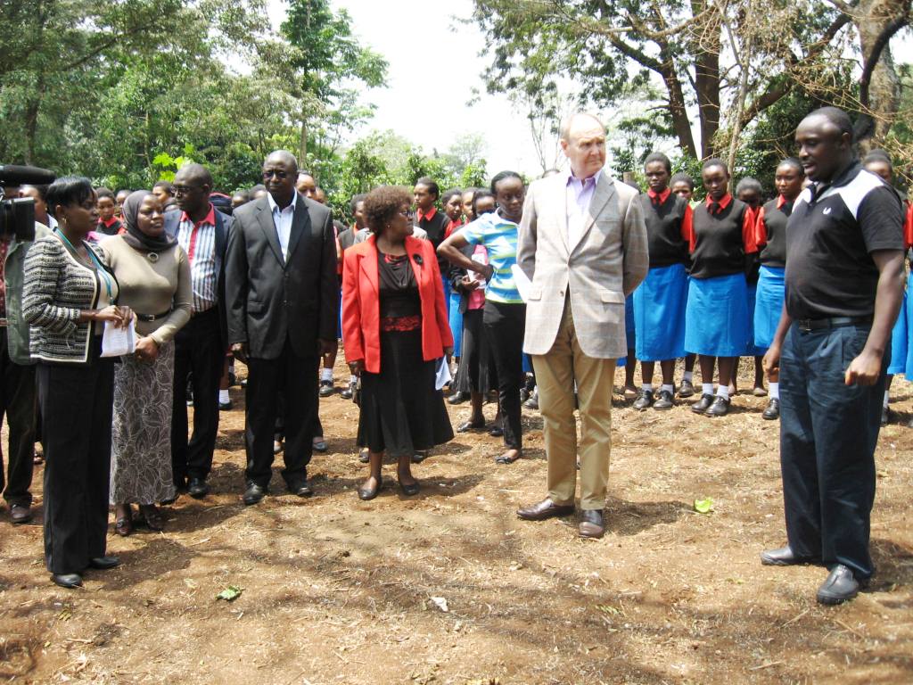 Senior Programme Officer, Charles Peter Mwangi explaining the process to be undertaken in assembling the tree nursery 