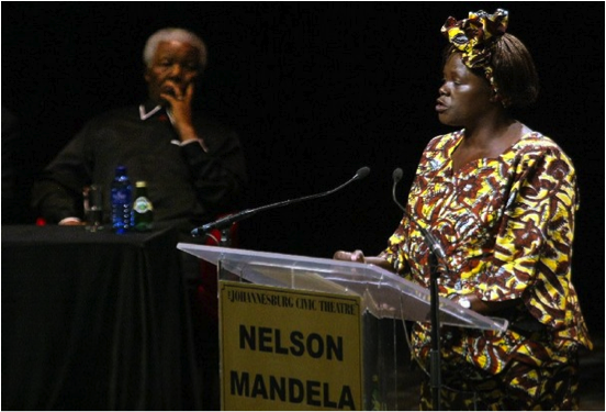 Professor Wangari Maathai with President Nelson Mandela in 2005 at the 3rd Nelson Mandela Annual Lecture, Johannesburg, South Africa