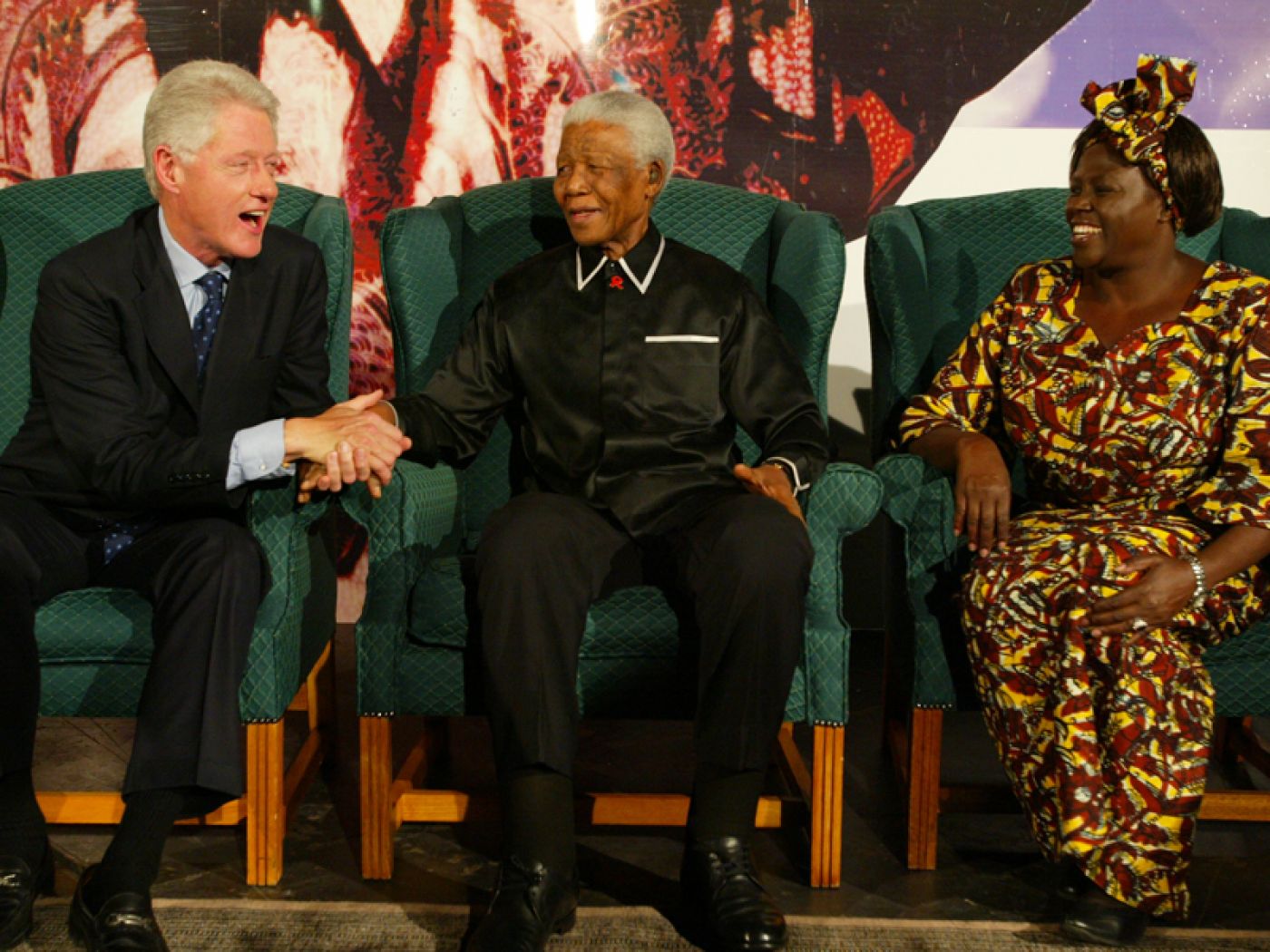 President Bill Clinton, Mr Nelson Mandela and Prof Wangari Maathai at the lecture